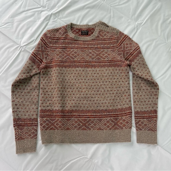 All Saints 100% Shetland Wool Fair Isle Howard Crewneck Pullover Sweater large - Picture 1 of 5
